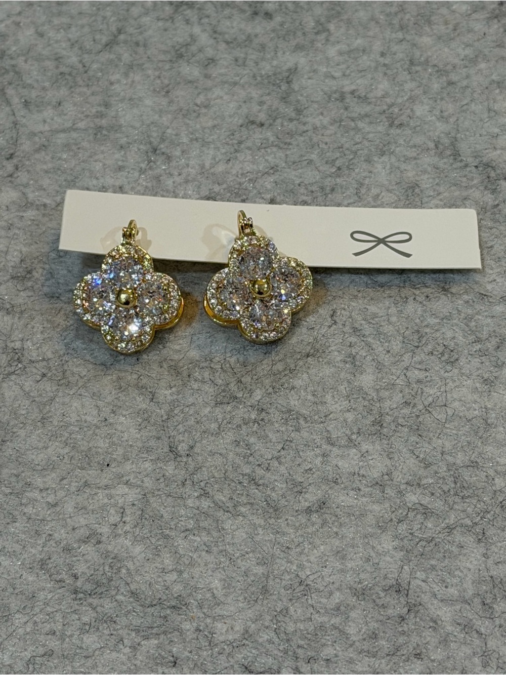 Gold-Tone Sparkling Clover Drop Earrings